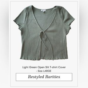 Open Slit Olive Green Shirt
